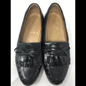 Domani by Johnston Murphy Loafer Dress Shoes Mens 9M Black Leather Woven Tassel
